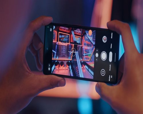 Smartphone displaying the fictional Pulse Runner Neon Circuit game on CrownGamePulse Australia
